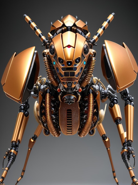 Golden robot bee Illustration Generated by AI