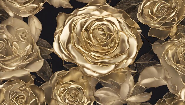 Golden rose on a gray background