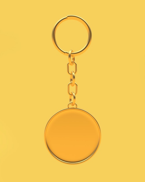 Golden round blank keychain