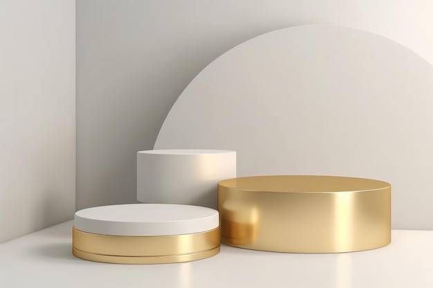 Golden Round Podium Stage For Cosmetic Product Advertisement Generative AI