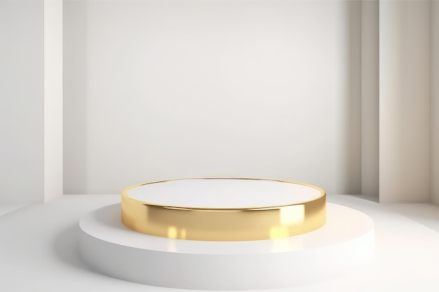 Golden Round Podium Stage For Cosmetic Product Advertisement Generative AI