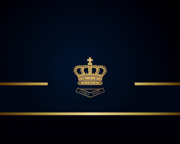 Photo golden royal crown on dark blue background