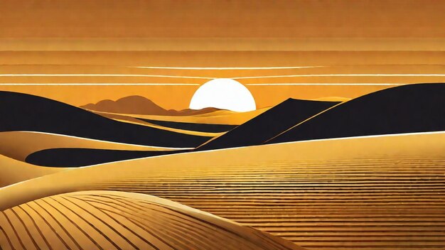 Golden sand dunes at sunset