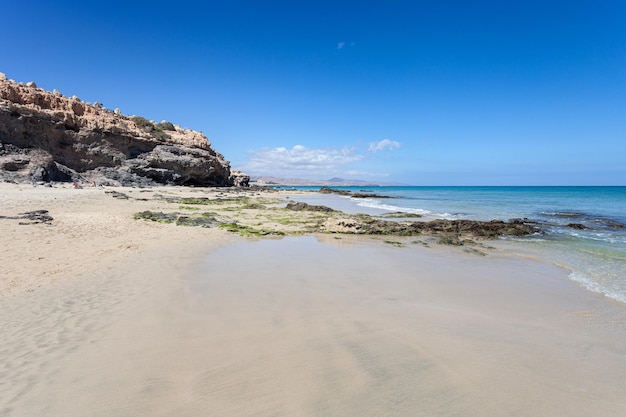 Golden sands on the beaches of costa calma, fuerteventura