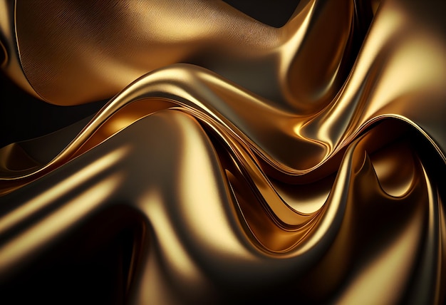 Golden satin background with some smooth lines in it 3d render generative ai