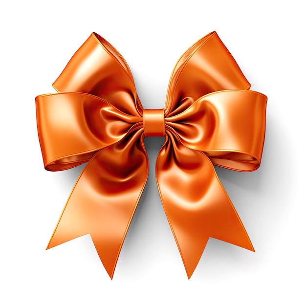 Photo golden satin bow isolated on white background elegant orange bow for gift decoration