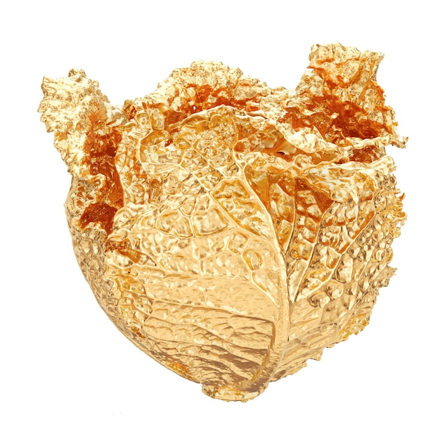 Golden savoy cabbage 3d rendering