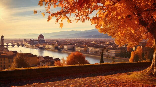 Golden september in italy autumn florence view