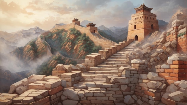 Golden Serenity The Great Wall of China at Sunset