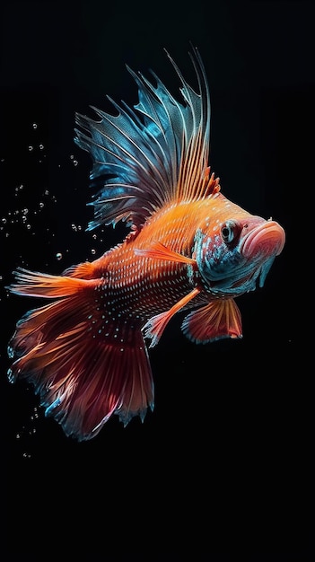 Golden Serenity 雄大な金魚の水中撮影 生成 AI