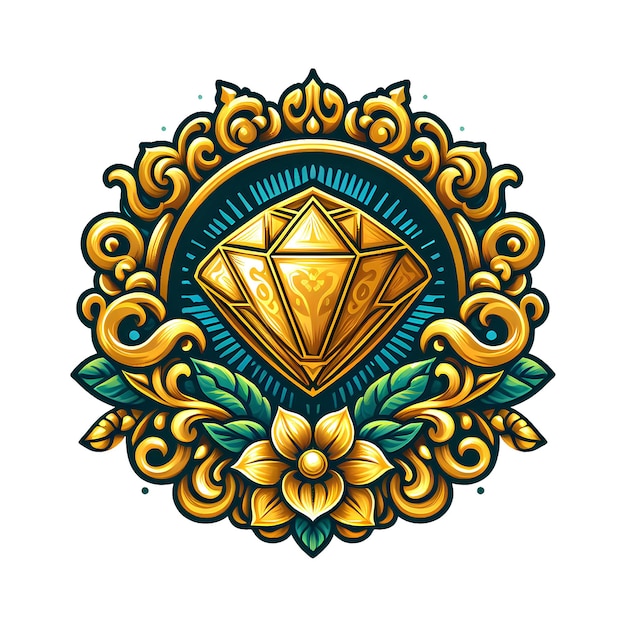 Photo golden shield with diamond