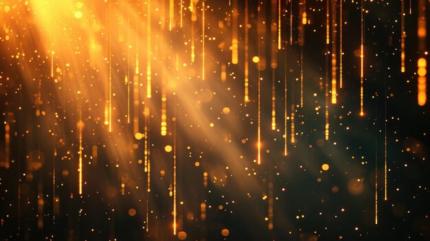 Golden Shimmering Bokeh Lights Abstract Festive Background