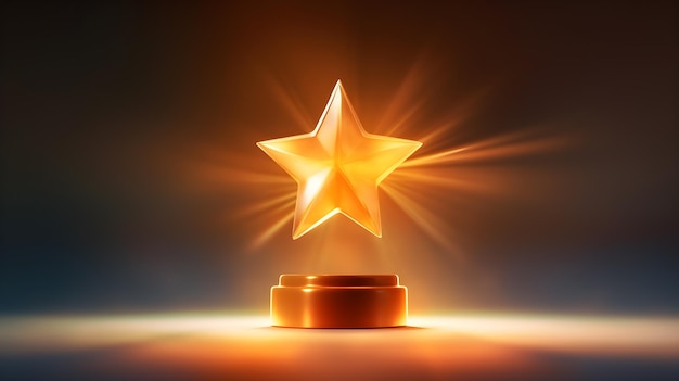 Golden shining star award status with bokeh blur background