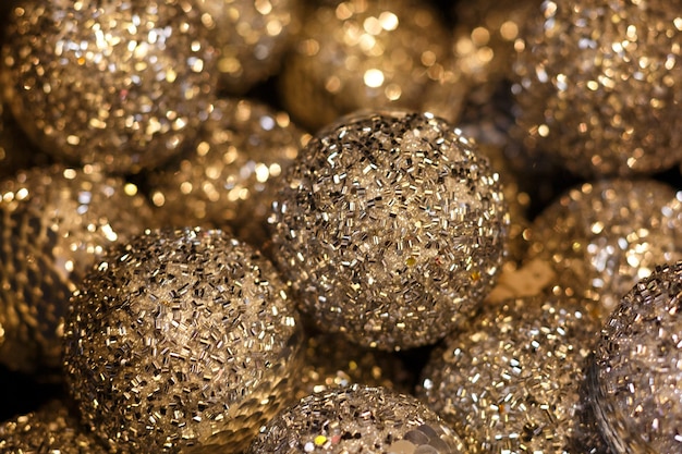 Golden shiny balls for Christmas tree