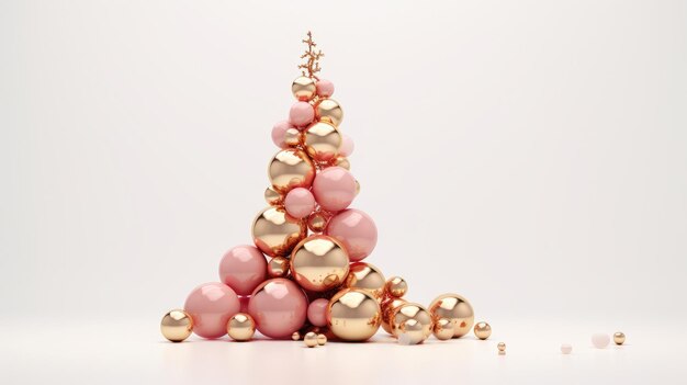 Golden shiny Christmas balls on a light background Generative AI