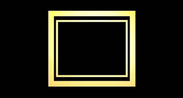 Photo golden shiny double frame on a black background golden color frame on isolated black background for text or design3d render