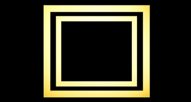 Golden shiny double frame on a black background Golden color frame on isolated black background for text or design3d render