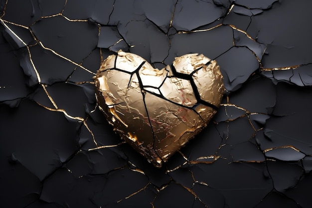 Золотые блестящие воздушные шары-сердечки с глянцевой отделкой Генеративный ИИ