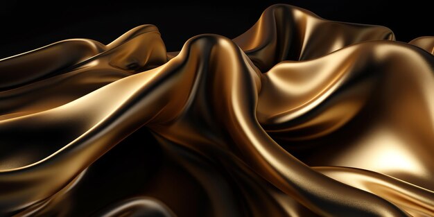 Photo a golden silk fabric in black and gold