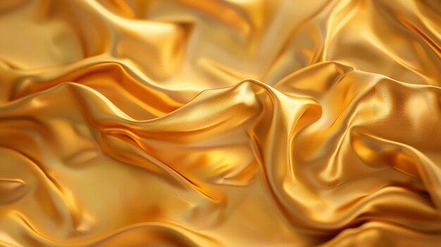 golden silk fabric with soft waves 3d rendering