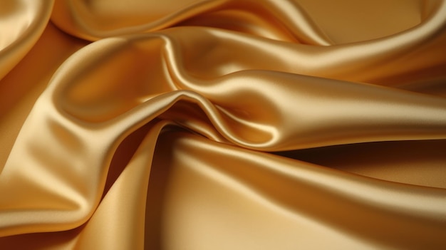 A golden silk fabric with a white background.