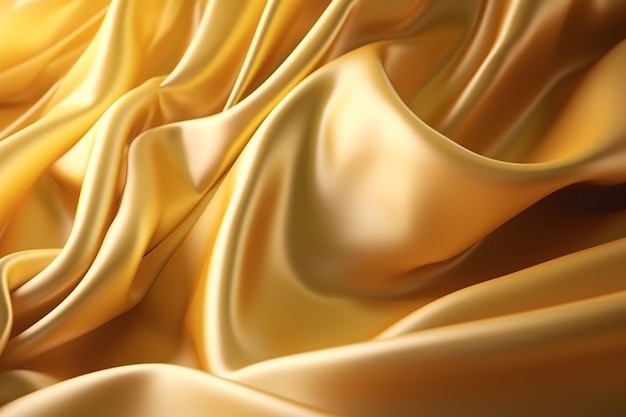 A golden silk fabric with a white background.