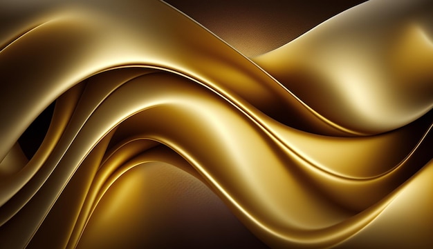 Golden Silk Waves Achtergrond AI gegenereerd