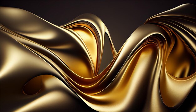 Golden Silk Waves achtergrond Generate Ai