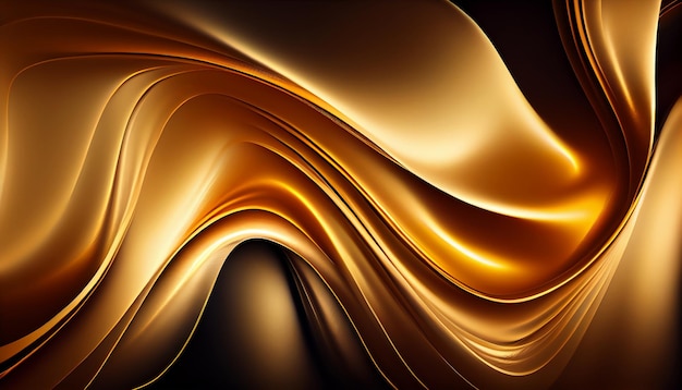 Golden Silk Waves Background Generate Ai