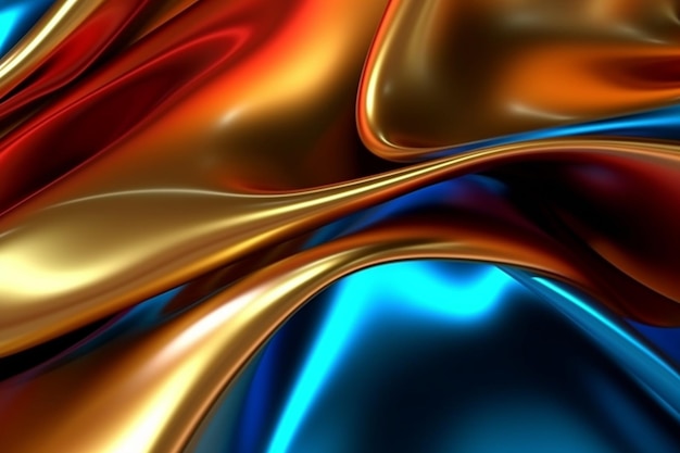 Golden Silk Waves Background Generative AI