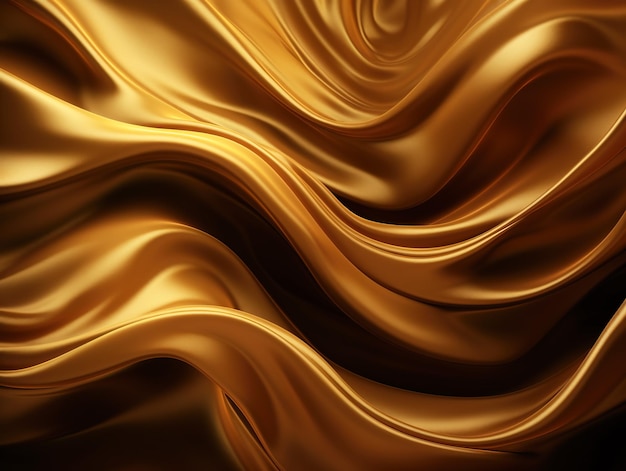 黄金の絹の波の背景の生成 Ai