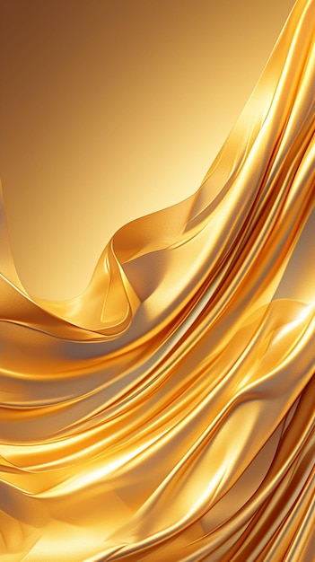 写真 金色のシルクの波は豪華でエレガントな背景を生み出します 垂直モバイルウォールペーパー