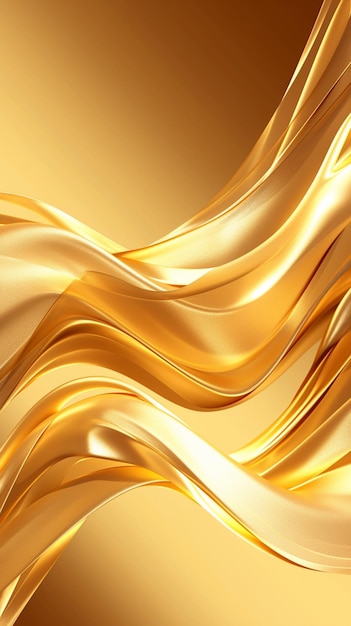 金色のシルクの波は豪華でエレガントな背景を生み出します 垂直モバイルウォールペーパー