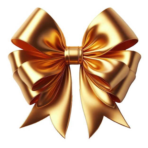 Golden silky beautiful bow isolated