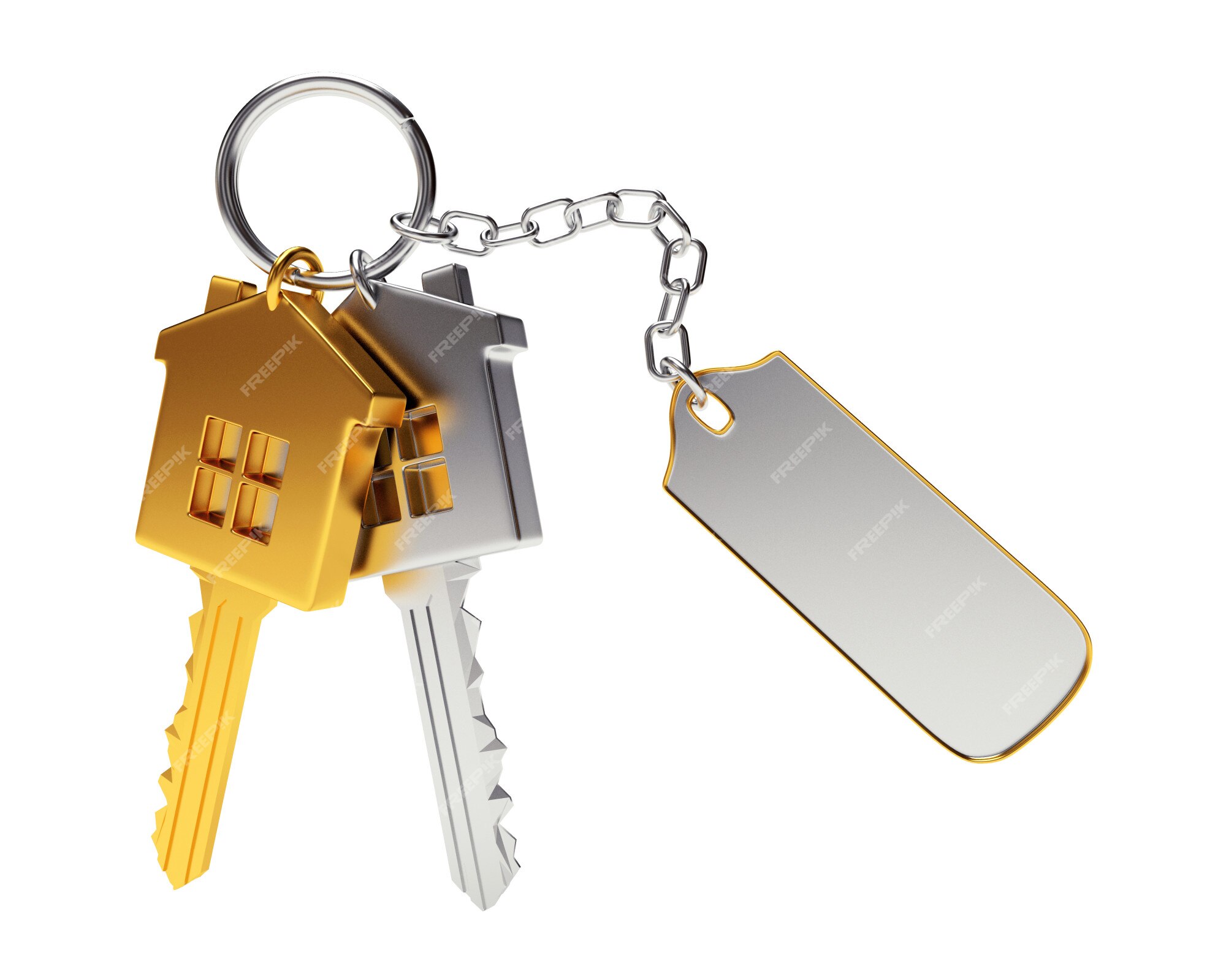 Silver keychains in different shapes for house Vector Image