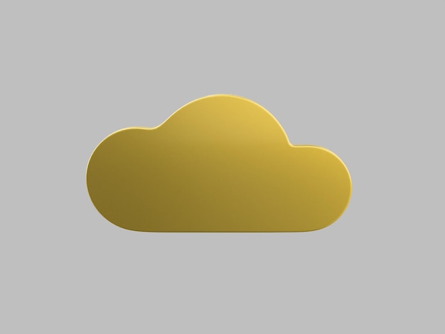 Golden single color cloud front view on gray monochrome background Minimalistic design object 3d rendering icon ui ux interface element