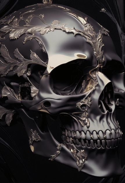 Golden skull art generated by artificial intelligence