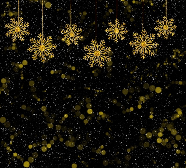 Golden snowflakes on black