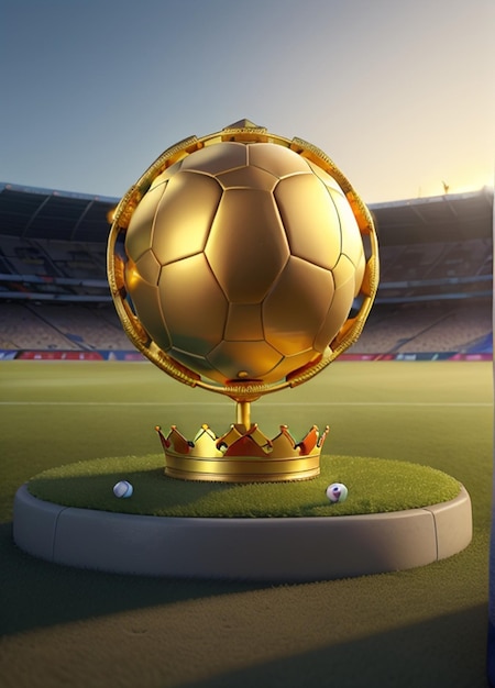 Photo a golden soccer ball with a crown on it