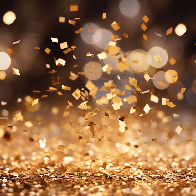 Photo golden sparkle confetti shiny glittering dust for silvester generative ai