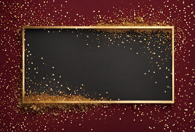 Photo golden sparkle glamour dark gray background with golden frame