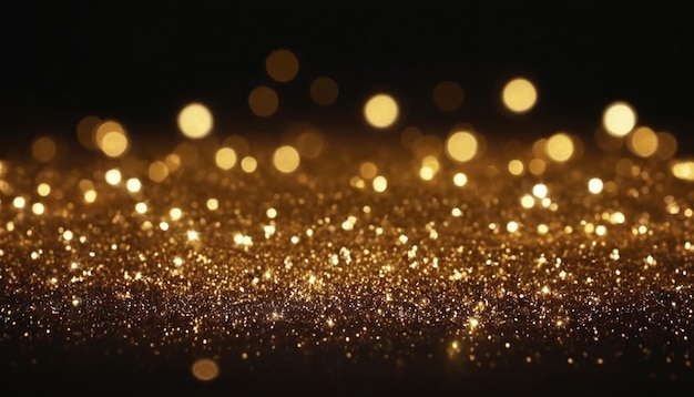 Photo golden sparkles on a black background