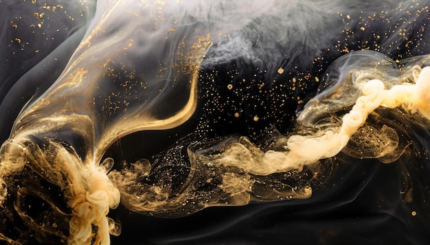 Golden sparkling abstract background luxury black smoke