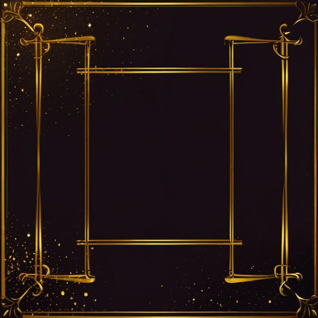 Photo golden sparkling frame on dark background