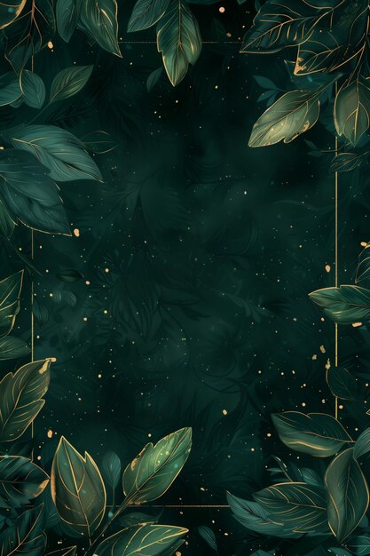 Photo golden speckled foliage on dark green