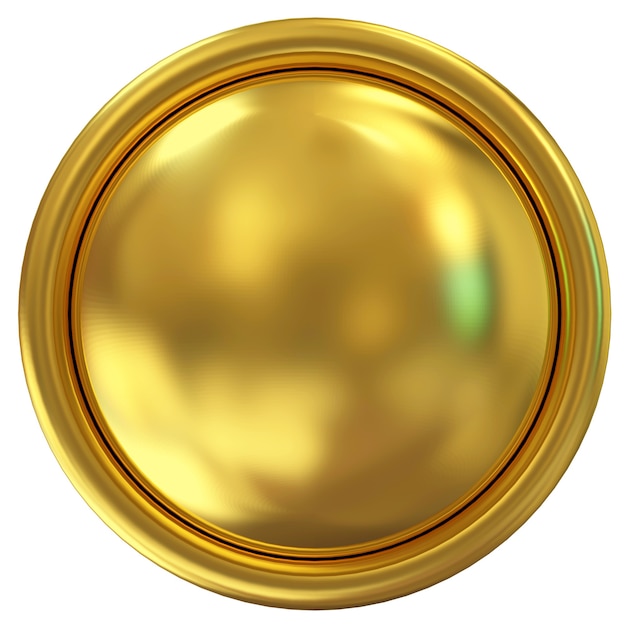 Photo golden sphere button isolated on white