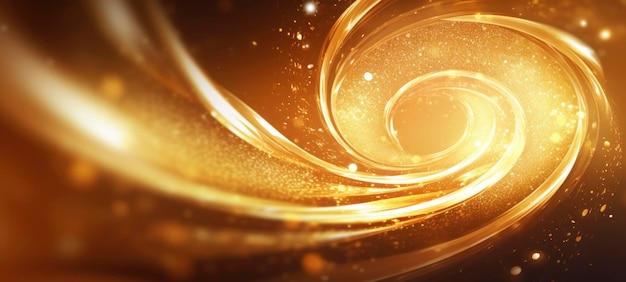 Golden spiral light particles background