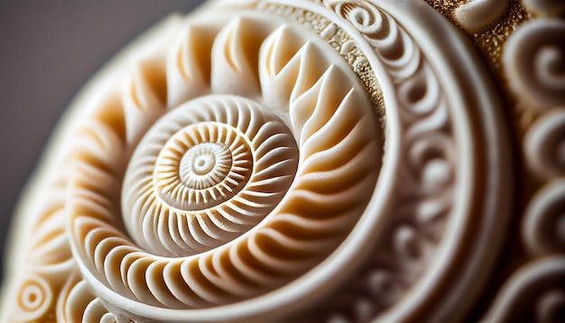 Golden spirals adorn seashell a stunning souvenir generative AI