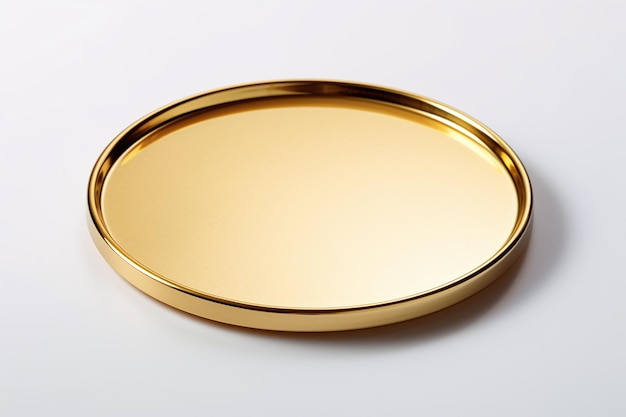 Golden Splendor Gilded Plate Tray on Transparent Background Generative AI