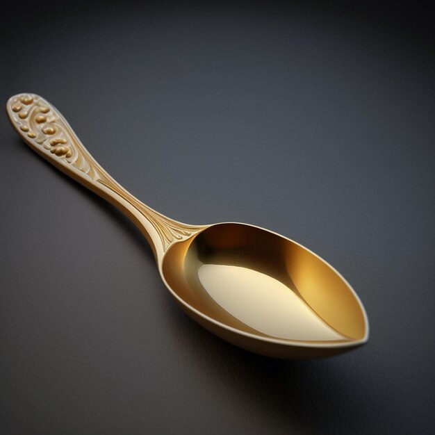 Golden spoon isolated on white background